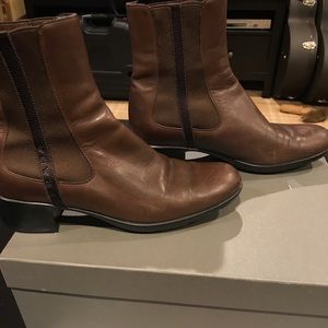 PRADA brown leather bootie.